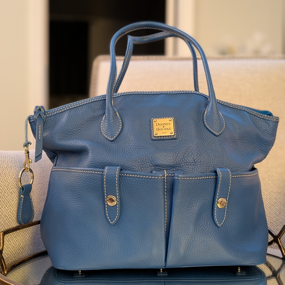 Dooney & Bourke Blue Leather Tote Bag